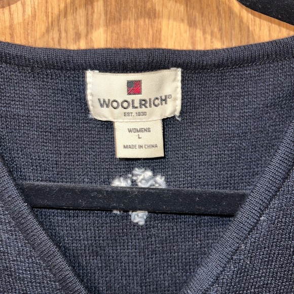 Woolrich Womens Vest Navy Blue Snowman Snowflakes V-Neck Button Front Knit L - Picture 3 of 7